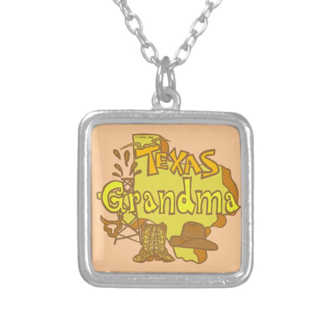 Texas Grandma square necklace (Front)
