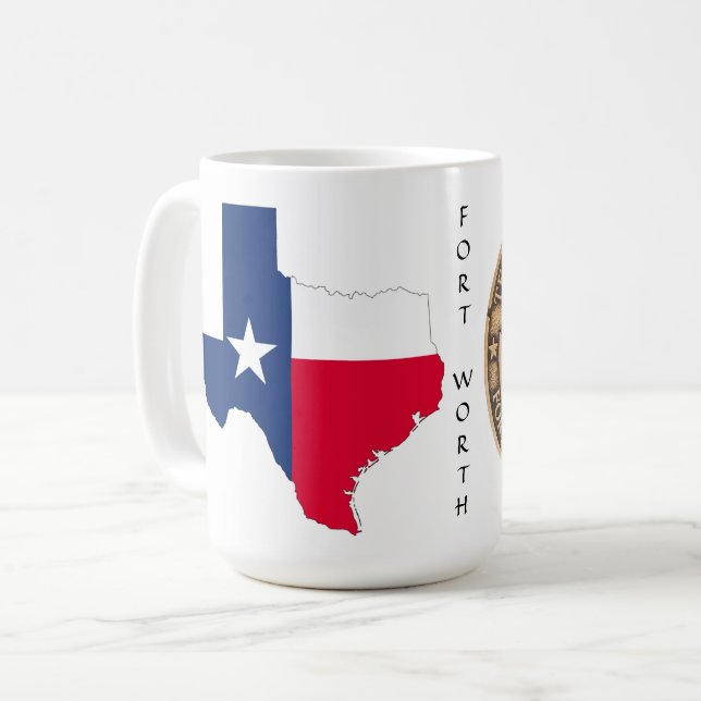 Texas Graphic & Texas Trail on white, Mug (Front Left)