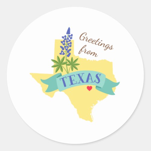 Texas Greetings Classic Round Sticker