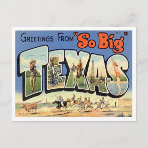 Texas Greetings From US States Postcard