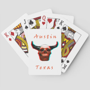 texas halloween 3d longhorn skull playing cards