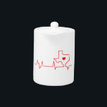Texas Heart beat Teapot<br><div class="desc">Do you love the State of Texas? Texan map heartbeat design will make a great gift item for the boy or girl who loves Texas</div>