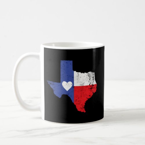 Texas Heart Flag State Outline Coffee Mug