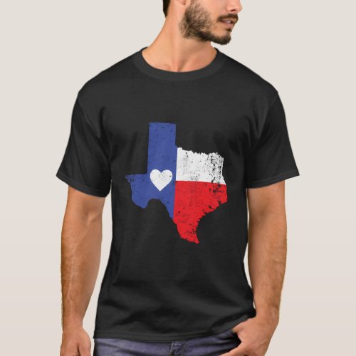 Texas Heart Flag State Outline T_Shirt