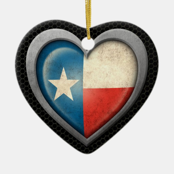 Texas Heart Flag Steel Mesh Effect Christmas Tree Ornament