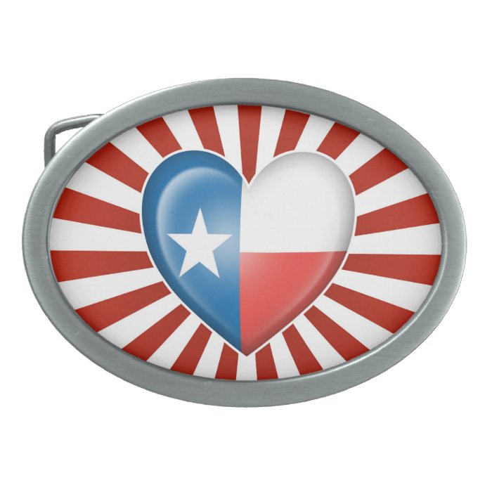 Texas Heart Flag with Star Burst Belt Buckle