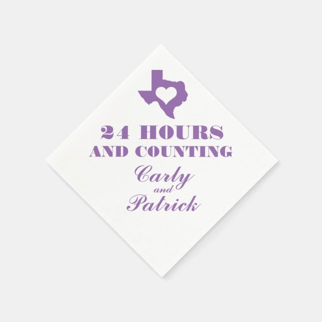 Texas Heart Rehearsal Dinner 24 Hours & Counting Napkins (Corner)