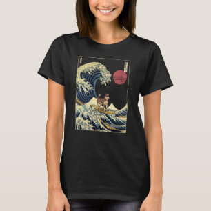 Texas Heeler Japanese Kanagawa Wave Surf Dog T-Shirt