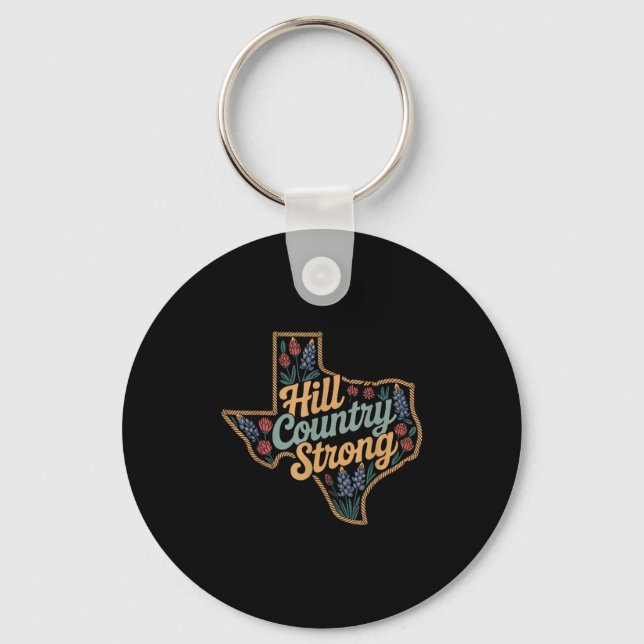 Texas Hill Country 2025 Texas Strong Retro Motivat Keychain (Front)