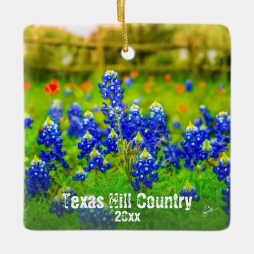 Texas Hill Country Bluebonnets Own Photo Travel Ceramic Ornament