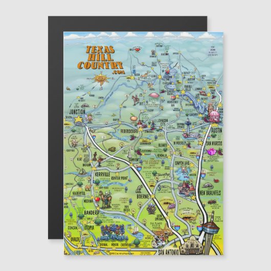 Texas Hill Country Cartoon Map (Front/Back)