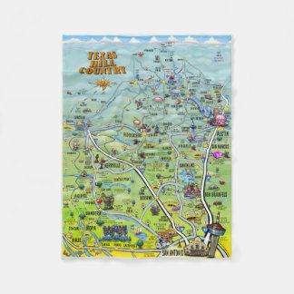 Texas Hill Country Fun Map Fleece Blanket