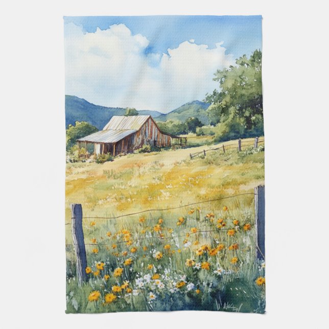 Texas Hill Country Kitchen Towel (Vertical)