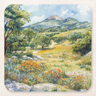 Texas Hill Country Square Paper Coaster