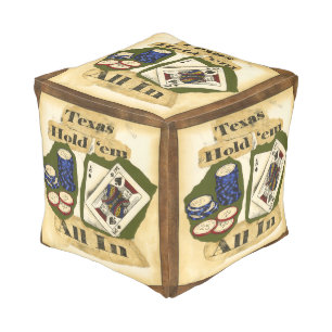 Texas Hold 'Em Hand with King and Ace Pouf