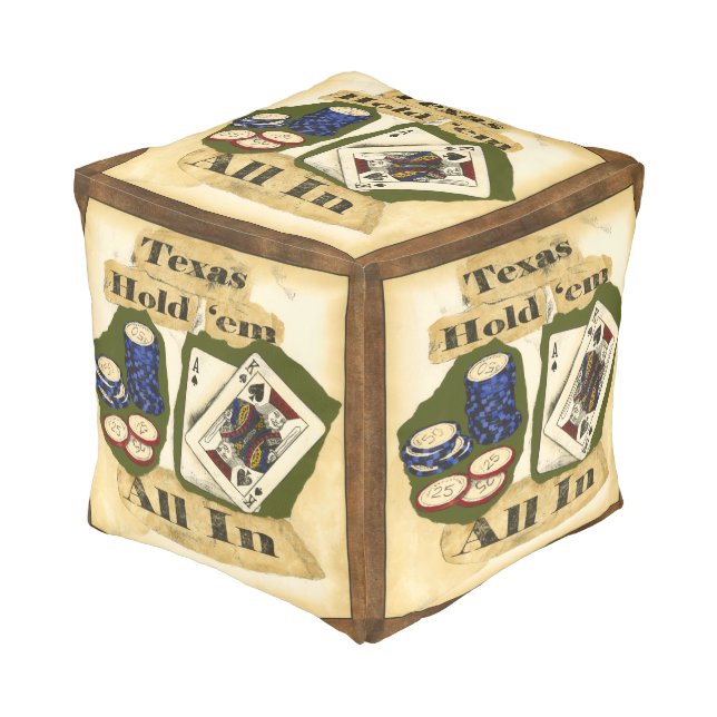 Texas Hold 'Em Hand with King and Ace Pouf (Angled Front)