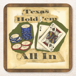 Texas Hold 'Em Hand with King and Ace Square Paper Coaster