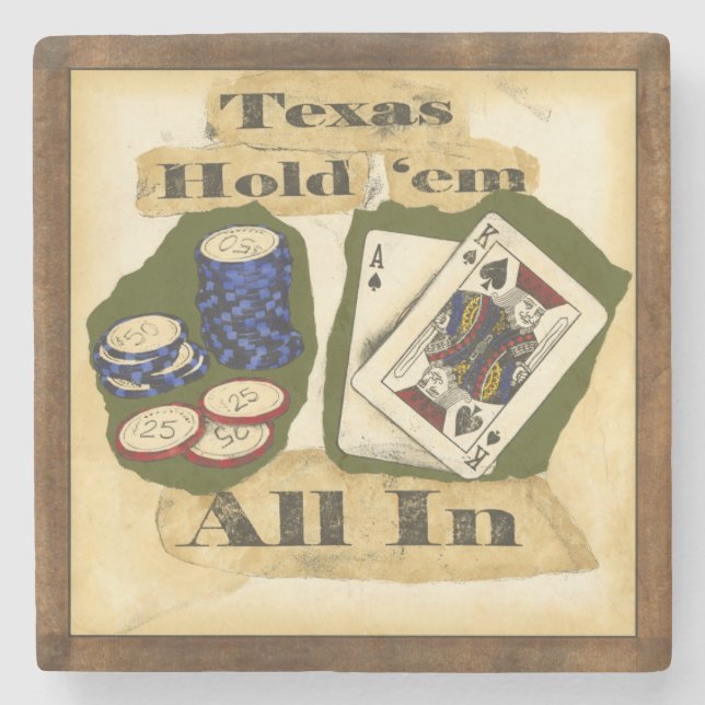 Texas Hold 'Em Hand with King and Ace Stone Coaster (Front)