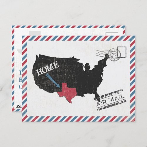 Texas Home Air Mail Postcard