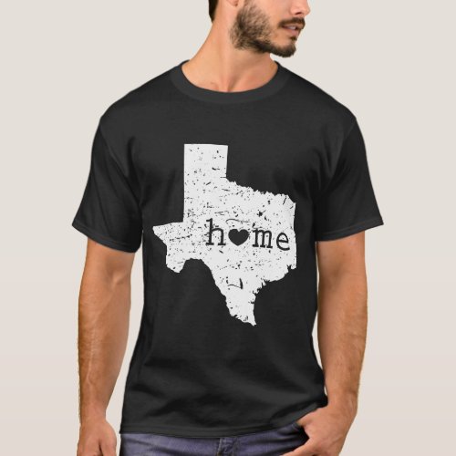 Texas Home Distressed TX Map with Heart T_Shirt