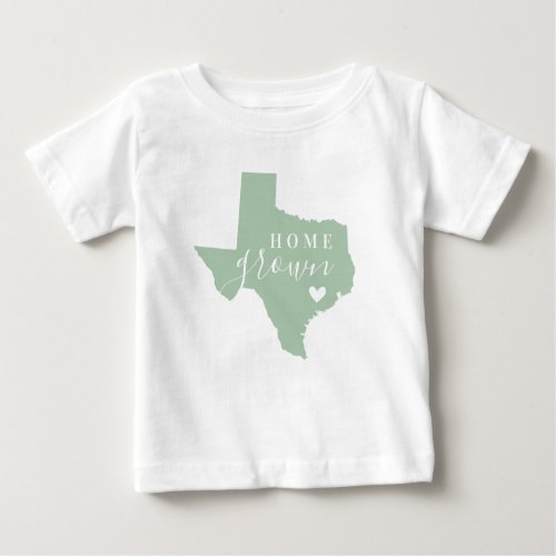 Texas Home Grown  Editable Colors State Map Baby T_Shirt