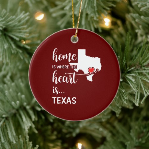 Texas home is where the heart is ceramic ornament