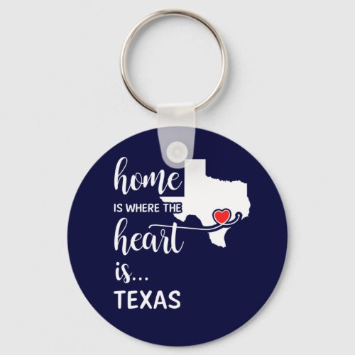 Texas home is where the heart is keychain