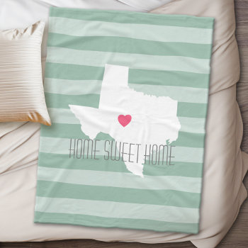 Texas Home State Love With Custom Heart Fleece Blanket by MyGiftShop at Zazzle