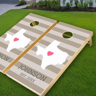 Texas Home State Love with Optional Custom Heart Cornhole Set