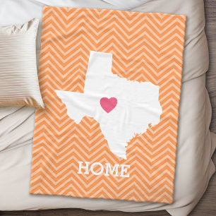 Texas Home State Love with Optional Custom Heart Fleece Blanket