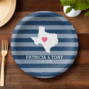 Texas Home State Love with Optional Custom Heart Paper Plates
