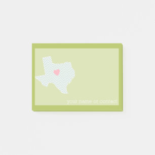 Texas Home State Love with Optional Custom Heart Post-it Notes