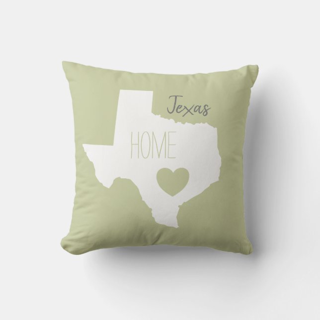 Texas home state map love heart throw pillow (Front)