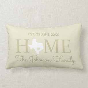 Texas home state map personalized family lumbar pillow