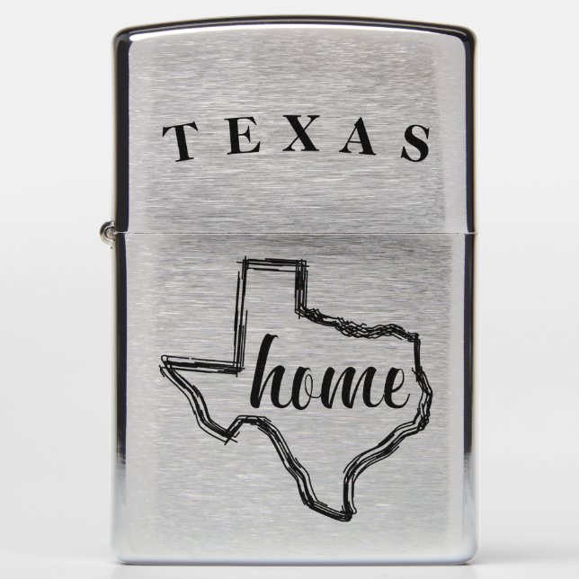 Texas Home State Outline Map Zippo Lighter (Front)