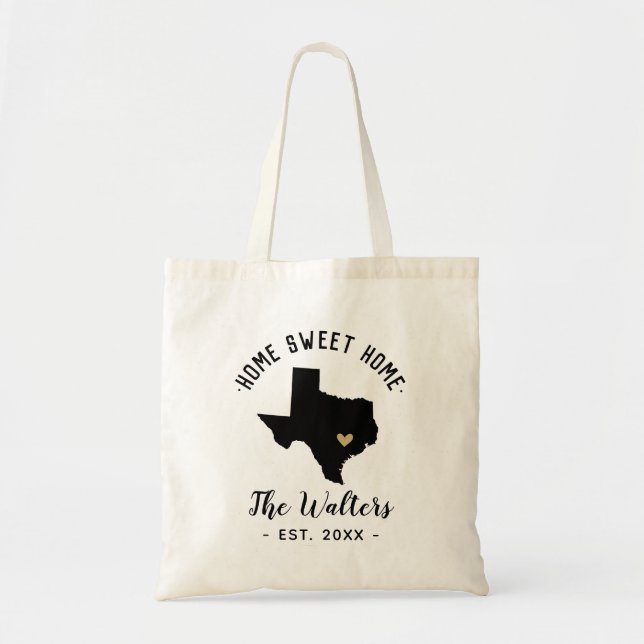 Texas Home Sweet Home Family Monogram Tote Bag (Front)