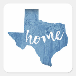 Texas Home Wood Grain Square Sticker