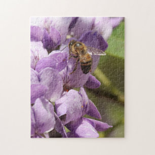 Texas Honey Bee   Purple Mountain Laurel Flower Jigsaw Puzzle
