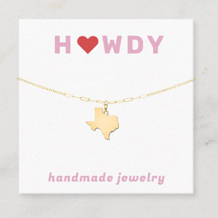 Texas Howdy Heart Necklace Jewelry Display Card