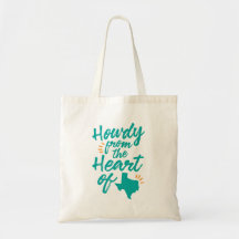 Texas Howdy Tote Bag, Turquoise