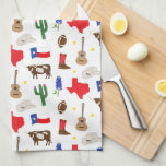 Texas Icons Kitchen Towel<br><div class="desc">This towel features all your favorite Texas icons; cowboy hats,  boots,  cacti,  guitars,  bluebonnets,  footballs,  longhorns,  and of course,  the Texas flag!</div>