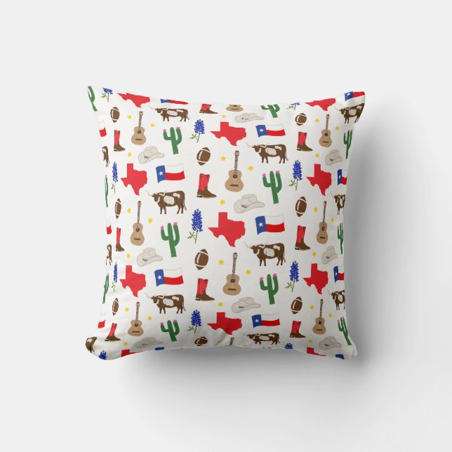 Texas Icons Throw Pillow (Front)