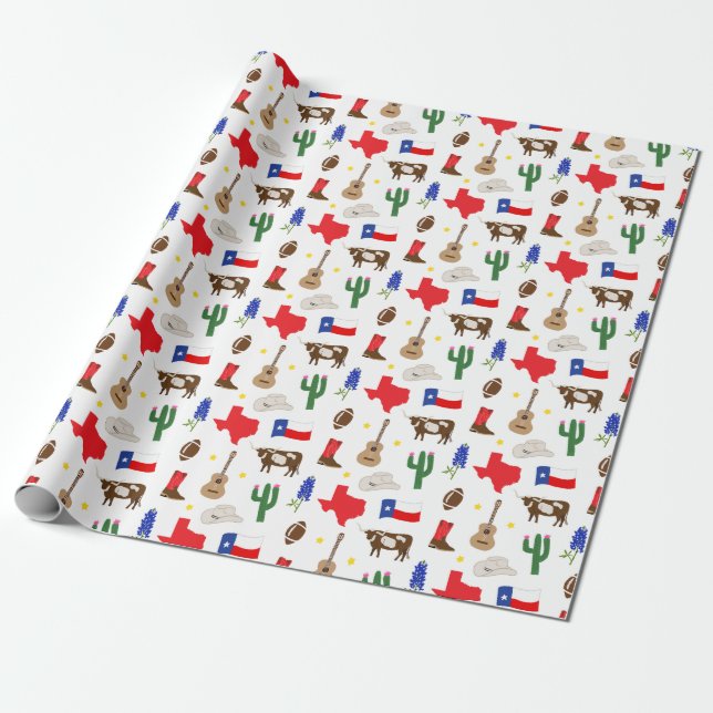 Texas Icons Wrapping Paper (Unrolled)