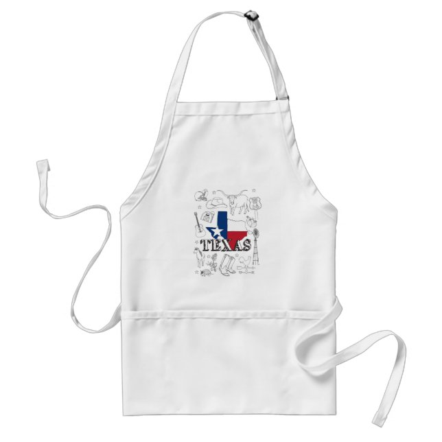 Texas Illustration Doodles of Texas Texas Pattern Adult Apron (Front)