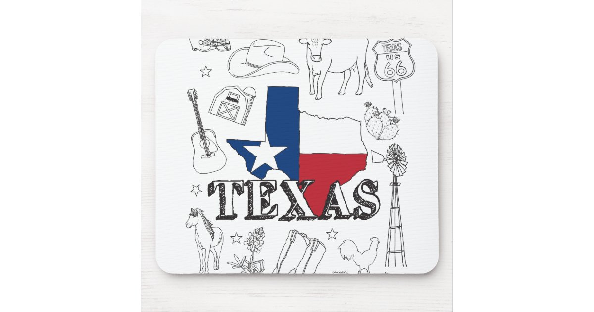 Texas Illustration Doodles of Texas Texas Pattern Mouse Pad | Zazzle