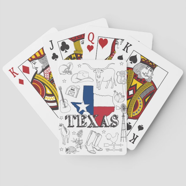 Texas Illustration Doodles of Texas Texas Pattern Poker Cards (Back)