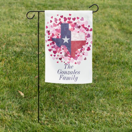 Texas in a Field of Hearts Garden Flag