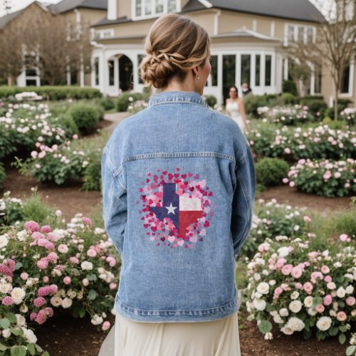 Texas in a Field of Hearts _ Valentines Day Denim Jacket