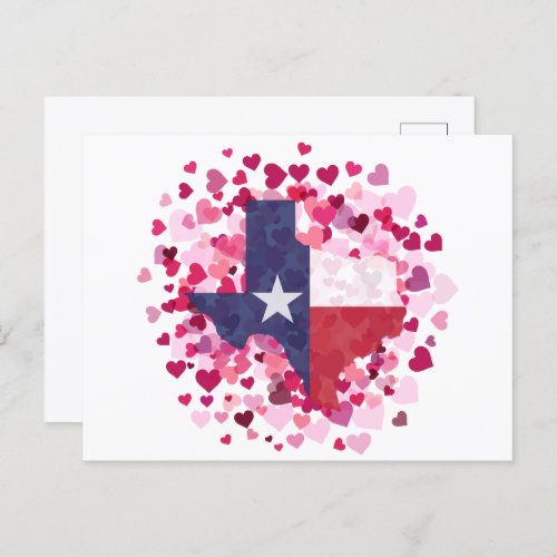 Texas in a Field of Hearts _ Valentines Day Holid Postcard