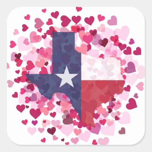 Texas in a Field of Hearts _ Valentines Day Square Sticker